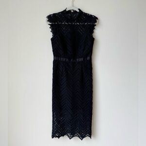Bardot Black Lace High-Neck Midi Dress